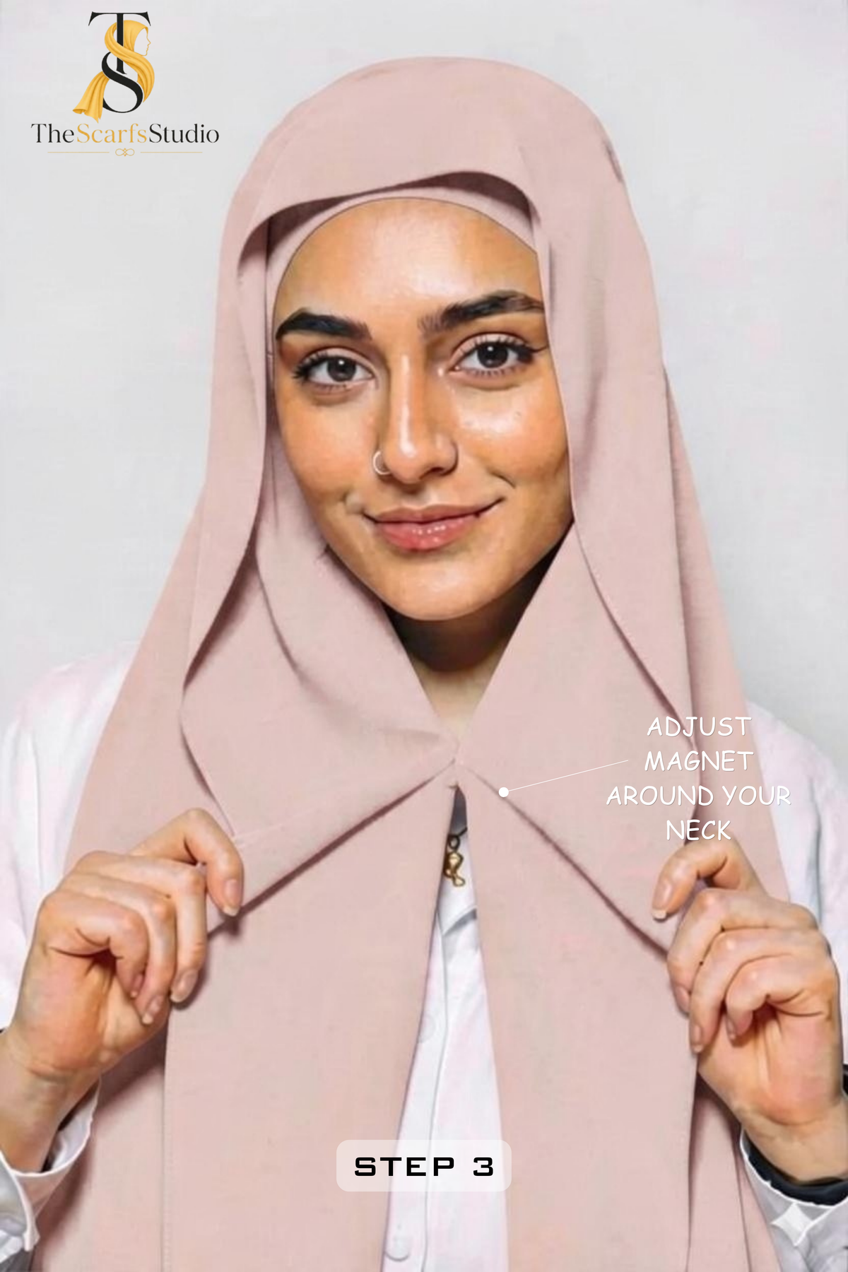 Instant Georgette Hijab with built in Magnet & Attached Cap - Nude