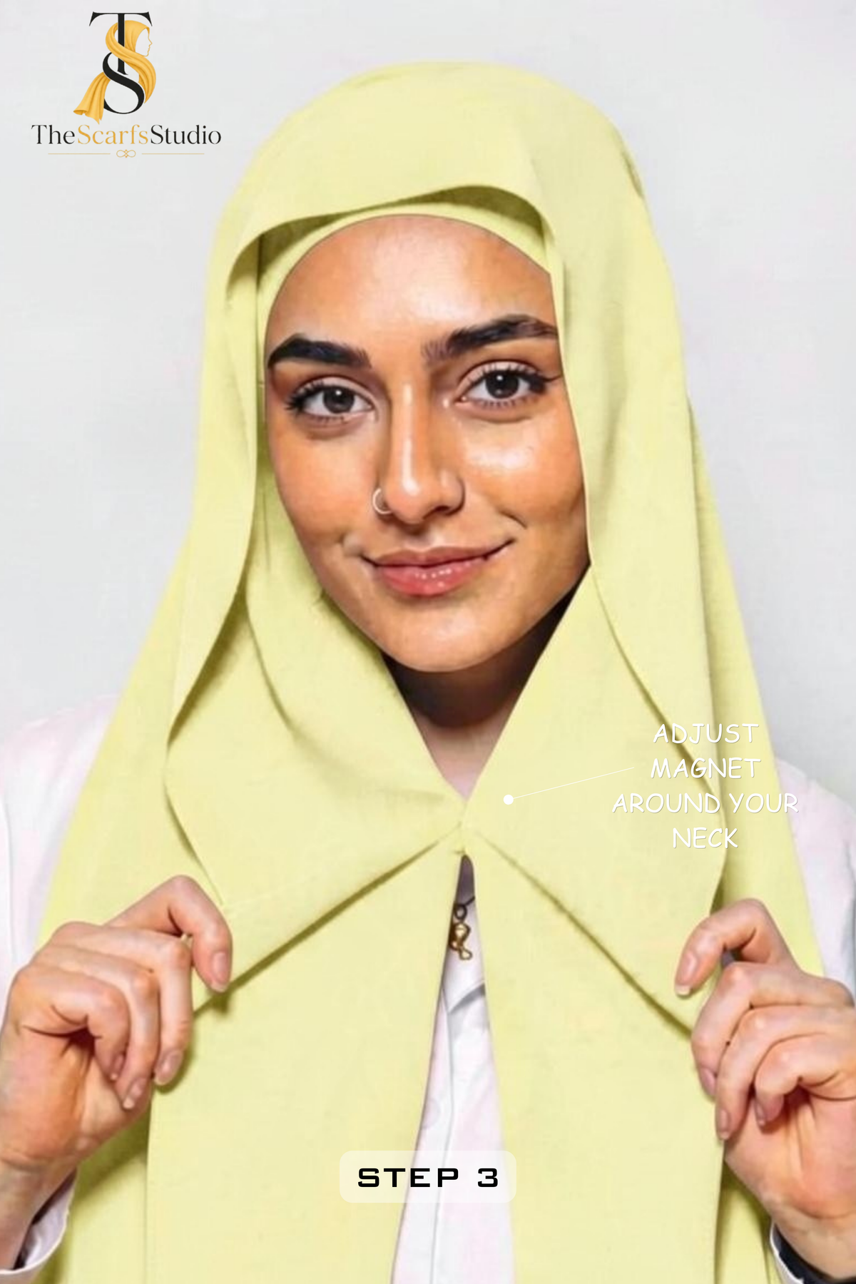 Instant Georgette Hijab with built in Magnet & Attached Cap - Cream