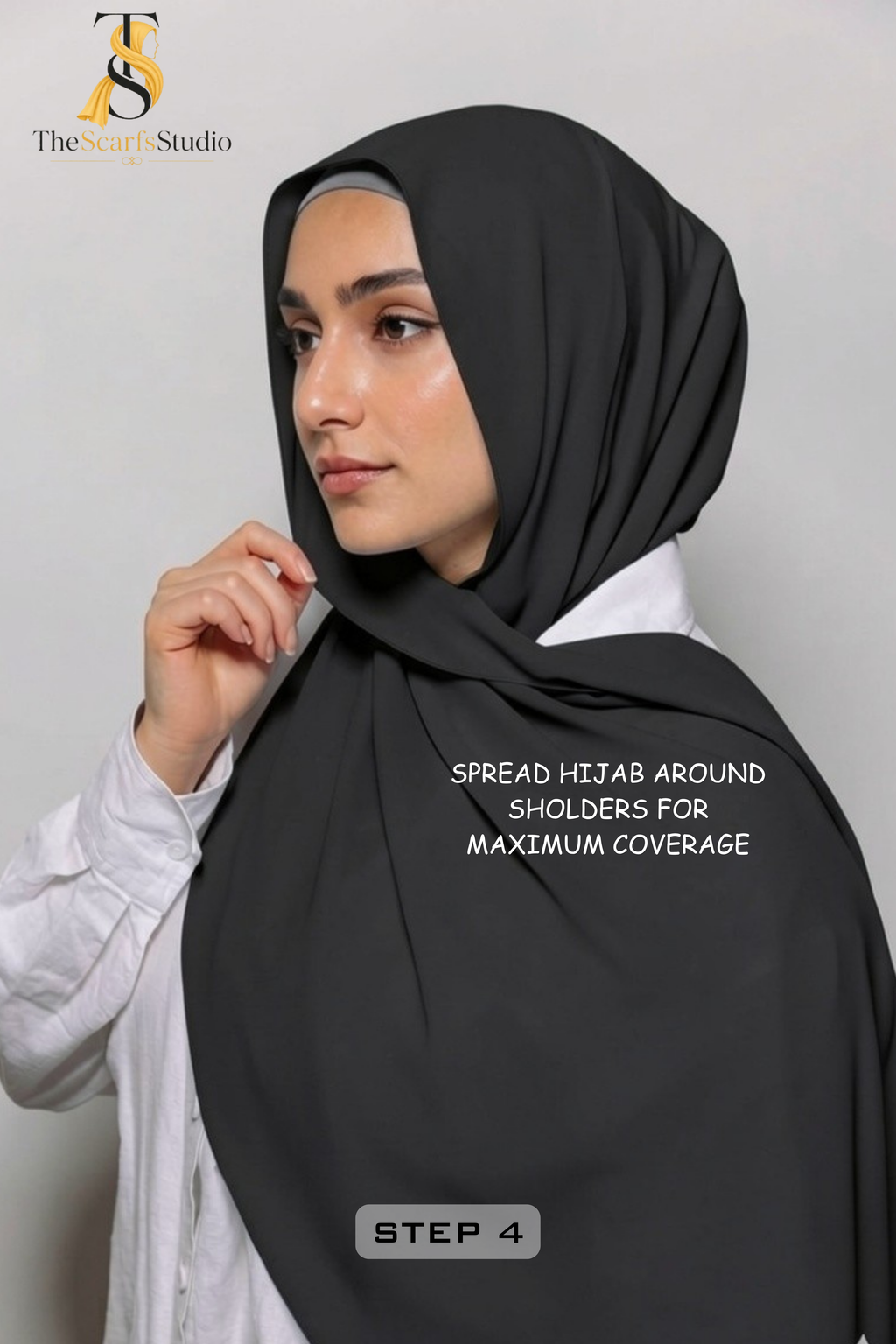 Instant Georgette Hijab with built in Magnet & Attached Cap - Ash Blue