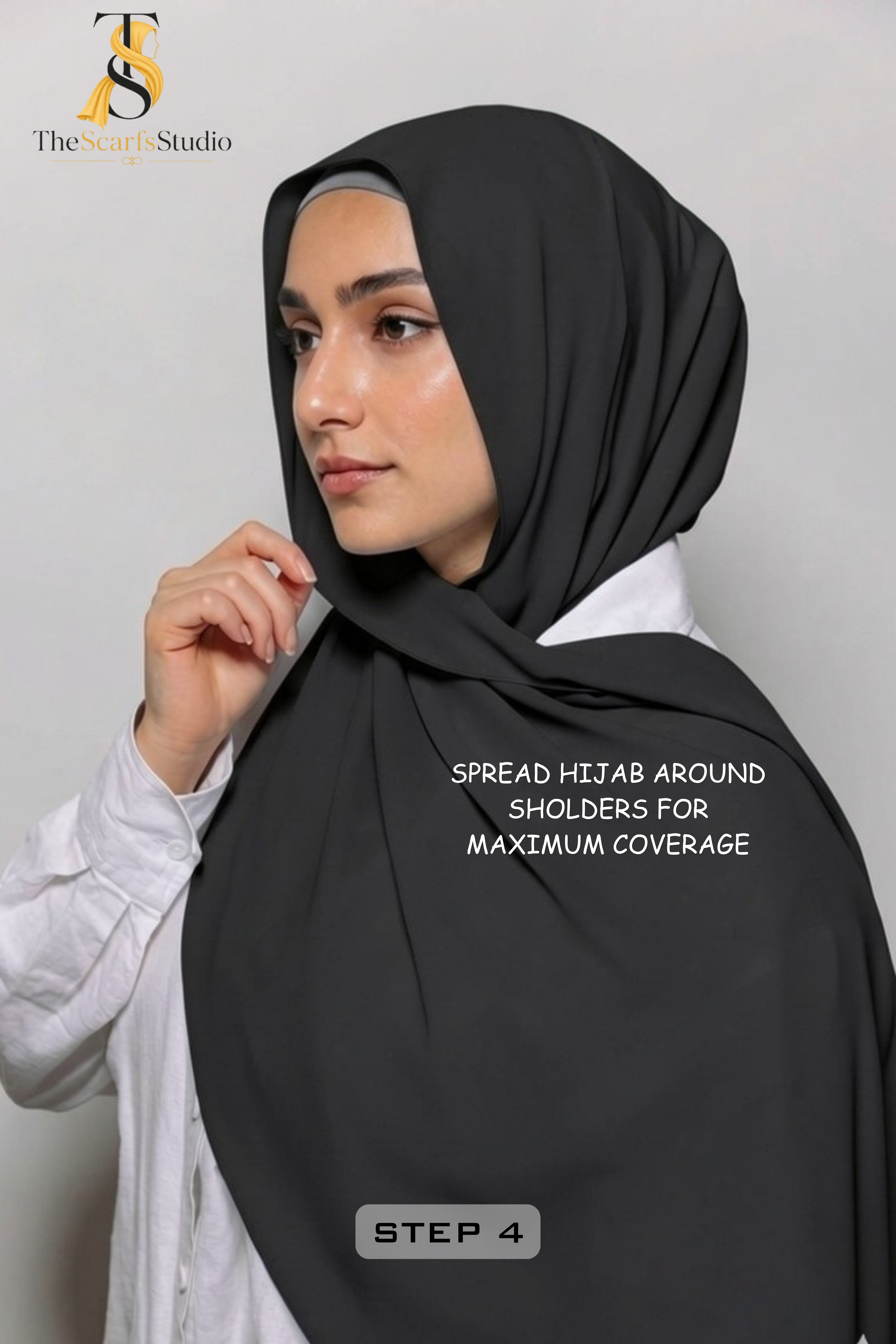 Instant Georgette Hijab with built in Magnet & Attached Cap - Ash Blue