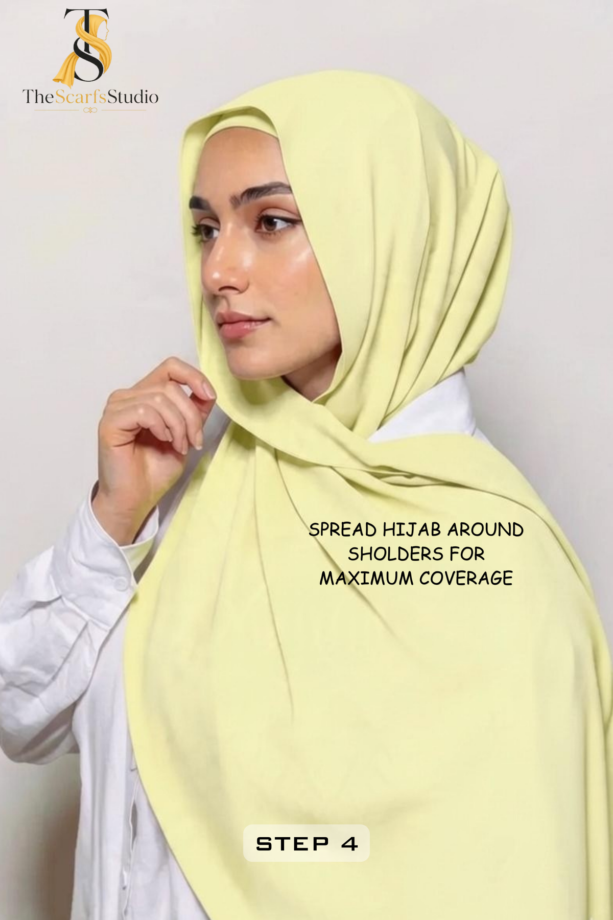 Instant Georgette Hijab with built in Magnet & Attached Cap - Cream