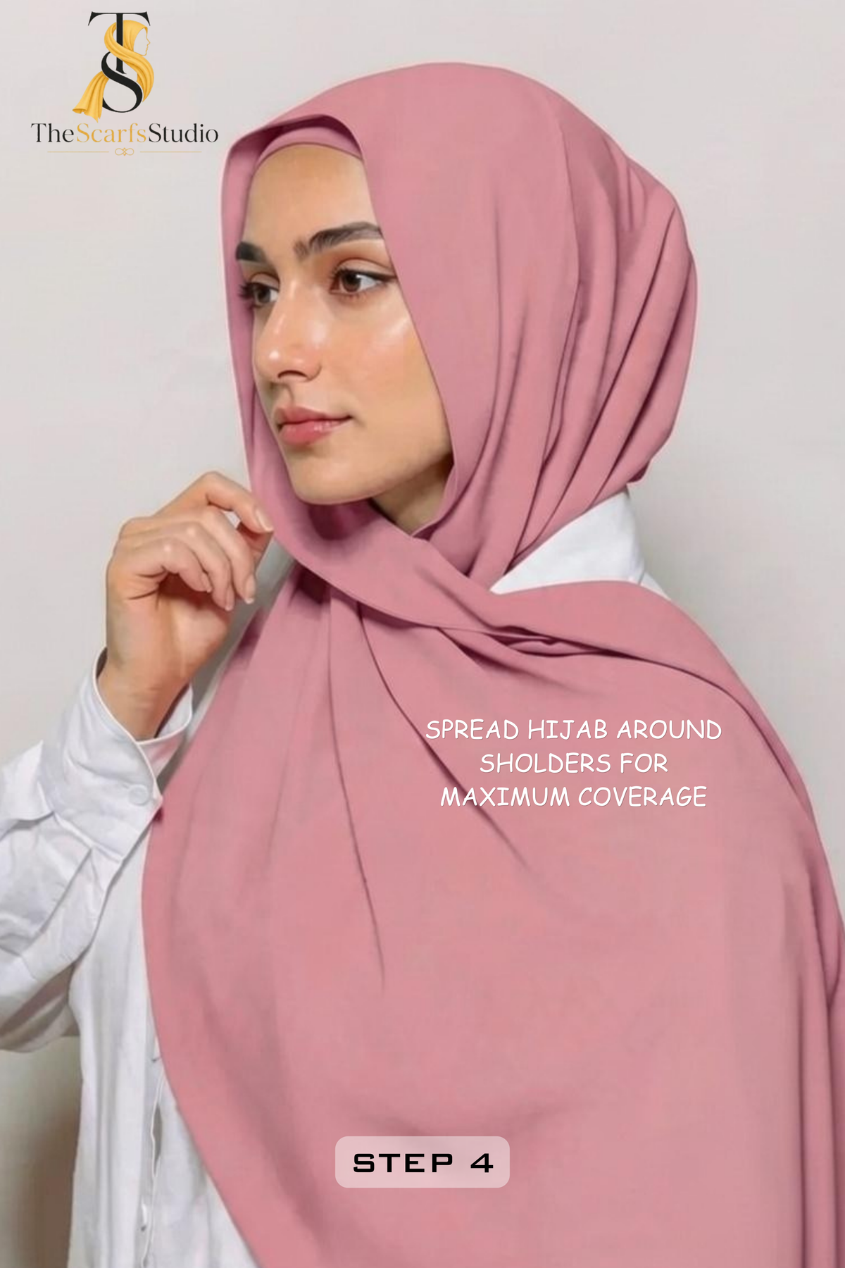 Instant Georgette Hijab with built in Magnet & Attached Cap - Rose Wood