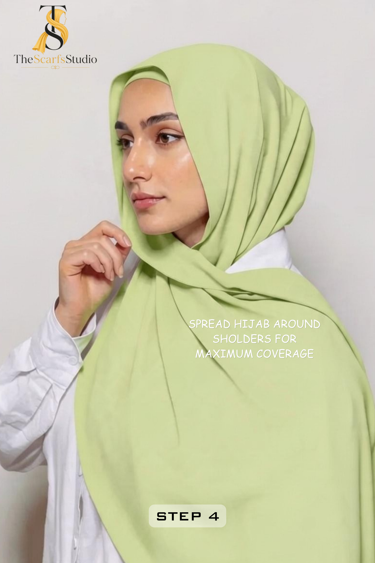 Instant Georgette Hijab with built in Magnet & Attached Cap - Lime Green