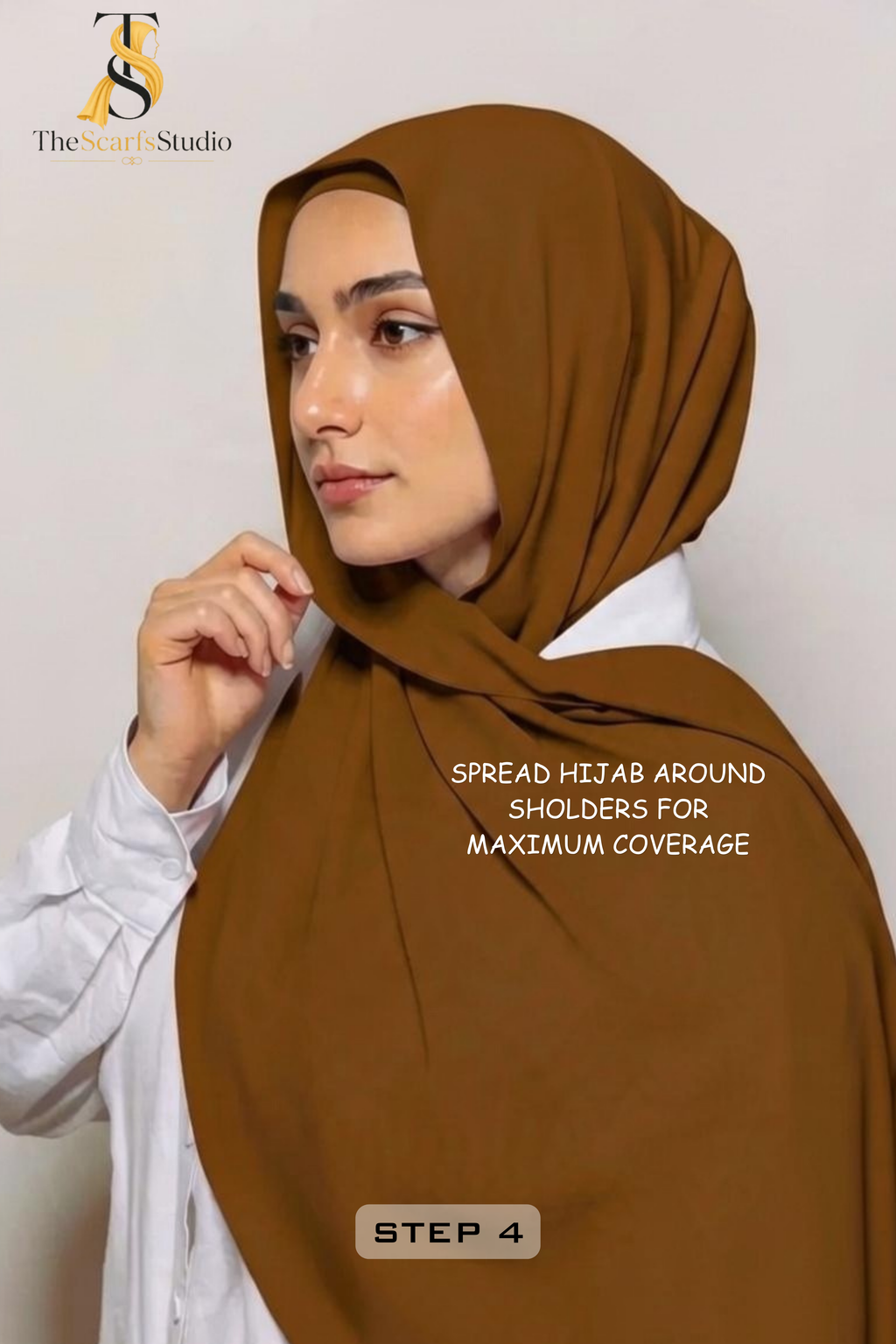 Instant Georgette Hijab with built in Magnet & Attached Cap - Chocolate Brown